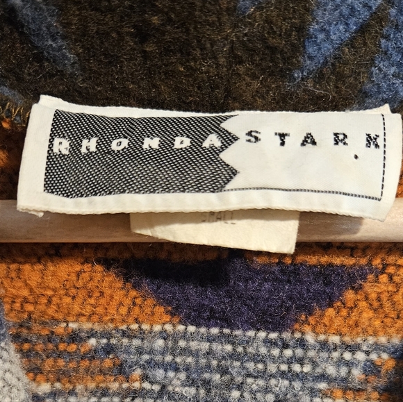 Rhonda Stark Southwestern Aztec Wool Full Length Cardigan Jacket Coat Ovrsized S - Picture 3 of 8